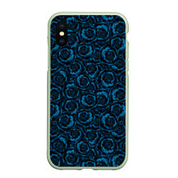 Чехол iPhone XS Max матовый Синие розы-цветочный узор