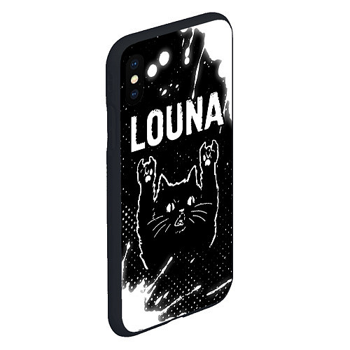 Чехол iPhone XS Max матовый Группа Louna и Рок Кот / 3D-Черный – фото 2