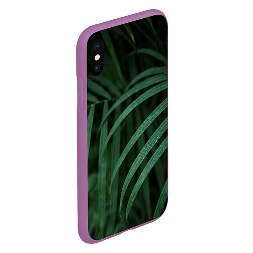 Чехол iPhone XS Max матовый Камуфляж-тропики / 3D-Фиолетовый – фото 2