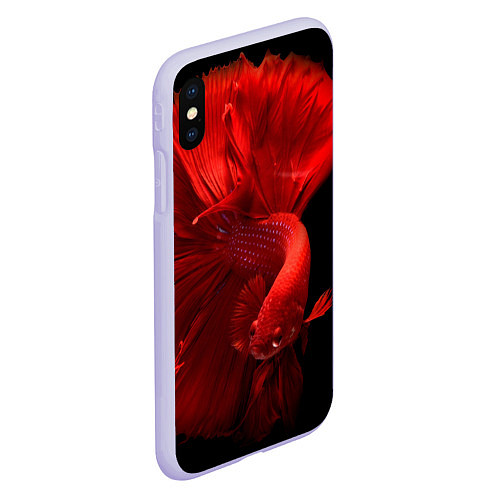 Чехол iPhone XS Max матовый Бойцовская-рыбка / 3D-Светло-сиреневый – фото 2