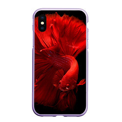 Чехол iPhone XS Max матовый Бойцовская-рыбка, цвет: 3D-светло-сиреневый
