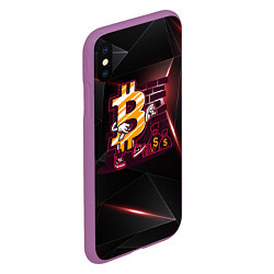 Чехол iPhone XS Max матовый Биткоин на фоне стены Bitcoin, цвет: 3D-фиолетовый — фото 2