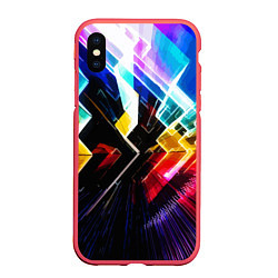 Чехол iPhone XS Max матовый Неоновая молния Абстракция Neon Lightning Abstract, цвет: 3D-красный