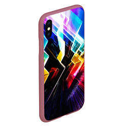 Чехол iPhone XS Max матовый Неоновая молния Абстракция Neon Lightning Abstract, цвет: 3D-малиновый — фото 2