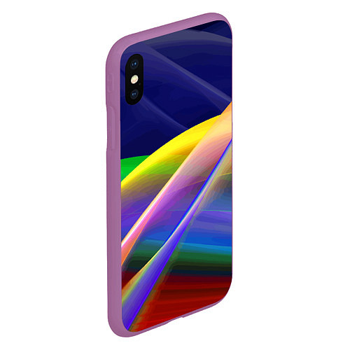 Чехол iPhone XS Max матовый Абстрактная неоновая композиция Волны Abstract neo / 3D-Фиолетовый – фото 2