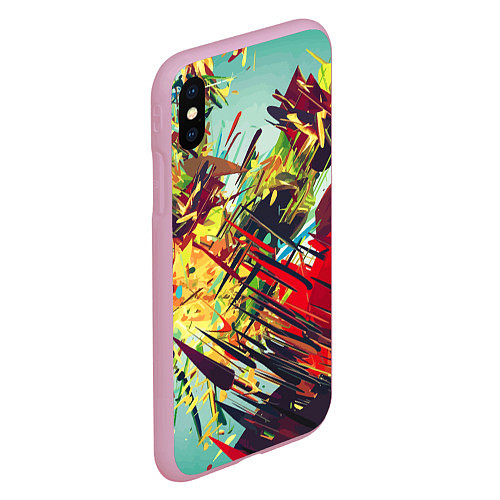 Чехол iPhone XS Max матовый Смелые мазки краски Экспрессионизм Bold strokes of / 3D-Розовый – фото 2