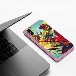 Чехол iPhone XS Max матовый Смелые мазки краски Экспрессионизм Bold strokes of, цвет: 3D-розовый — фото 2