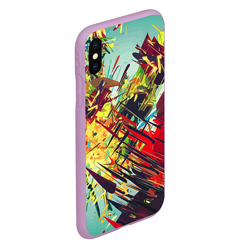 Чехол iPhone XS Max матовый Смелые мазки краски Экспрессионизм Bold strokes of / 3D-Сиреневый – фото 2