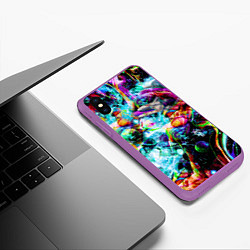 Чехол iPhone XS Max матовый Красочный космос, цвет: 3D-фиолетовый — фото 2