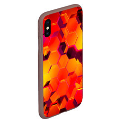 Чехол iPhone XS Max матовый НЕОНОВЫЕ ГРАДИЕНТНЫЕ 3D гексаэдры, цвет: 3D-коричневый — фото 2