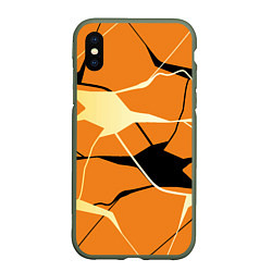 Чехол iPhone XS Max матовый Абстрактные полосы на оранжевом фоне