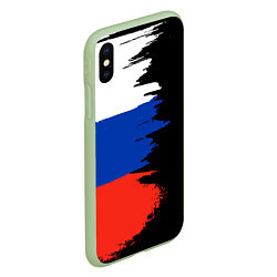 Чехол iPhone XS Max матовый Российский триколор на темном фоне, цвет: 3D-салатовый — фото 2