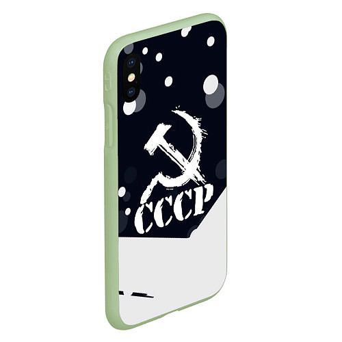 Чехол iPhone XS Max матовый Ussr - ссср - серп и молот / 3D-Салатовый – фото 2