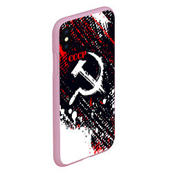 Чехол iPhone XS Max матовый USSR - СССР - СЕРП И МОЛОТ - КРАСКА, цвет: 3D-розовый — фото 2