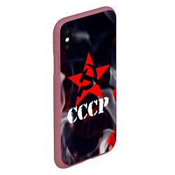 Чехол iPhone XS Max матовый Ссср - серп и молот - звезда - пламя, цвет: 3D-малиновый — фото 2