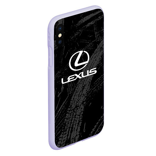 Чехол iPhone XS Max матовый Lexus - следы шин / 3D-Светло-сиреневый – фото 2