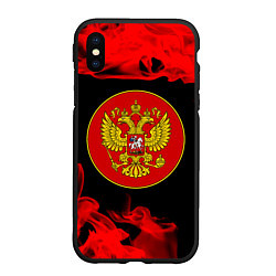 Чехол iPhone XS Max матовый RUSSIA - ГЕРБ - Пламя