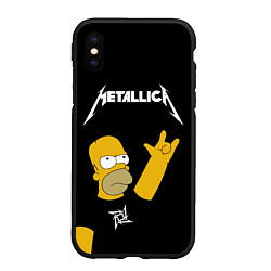 Чехол iPhone XS Max матовый Metallica Гомер Симпсон рокер, цвет: 3D-черный