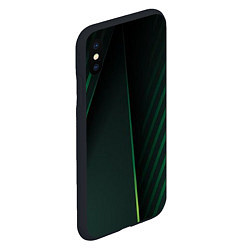 Чехол iPhone XS Max матовый Зеленые 3D полосы со свечением, цвет: 3D-черный — фото 2