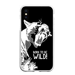 Чехол iPhone XS Max матовый Cougar Born be wild!, цвет: 3D-белый