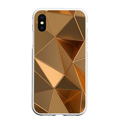 Чехол iPhone XS Max матовый Золотые 3D треугольники, цвет: 3D-белый