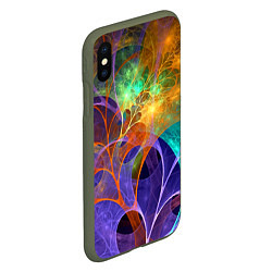 Чехол iPhone XS Max матовый Растительный абстрактный паттерн Лето Floral Abstr, цвет: 3D-темно-зеленый — фото 2