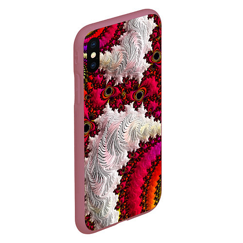 Чехол iPhone XS Max матовый Наикрутейший психоделический абстрактный фрактальн / 3D-Малиновый – фото 2