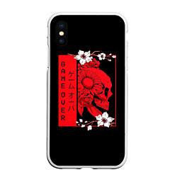 Чехол iPhone XS Max матовый Игра Окончена Красный Череп, цвет: 3D-белый