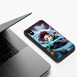 Чехол iPhone XS Max матовый ТАНДЖИРО КЛИНОК, РАССЕКАЮЩИЙ ДЕМОНОВ DEMON SLAYER, цвет: 3D-черный — фото 2