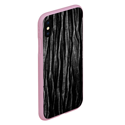 Чехол iPhone XS Max матовый Полосы чорные серые роизвольные random black strip / 3D-Розовый – фото 2