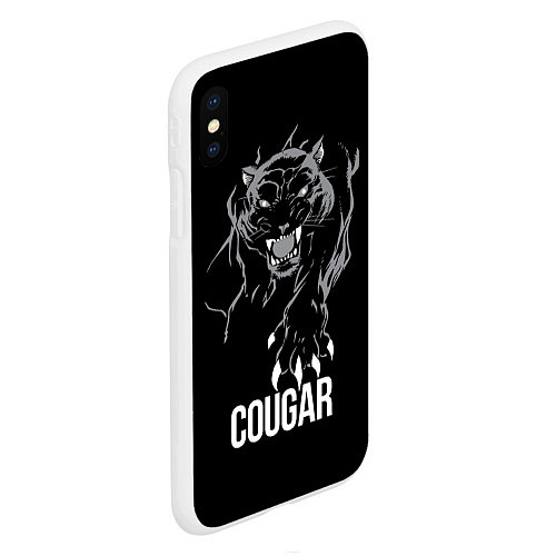 Чехол iPhone XS Max матовый Cougar on the hunt - Пума на охоте / 3D-Белый – фото 2