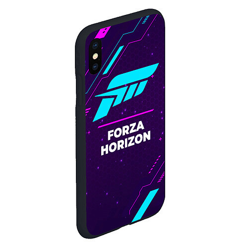 Чехол iPhone XS Max матовый Символ Forza Horizon в неоновых цветах на темном ф / 3D-Черный – фото 2