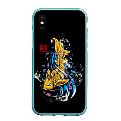 Чехол iPhone XS Max матовый Китайская рыбка, цвет: 3D-мятный