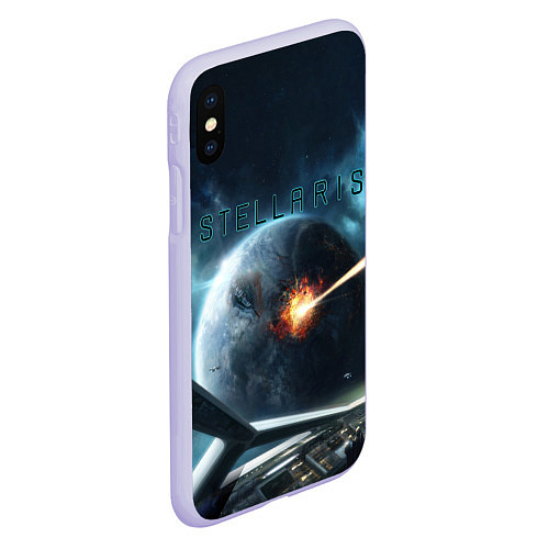 Чехол iPhone XS Max матовый Stellaris взрыв звезды лучом с космического корабл / 3D-Светло-сиреневый – фото 2