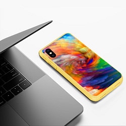 Чехол iPhone XS Max матовый MULTICOLORED SWIRLS, цвет: 3D-желтый — фото 2