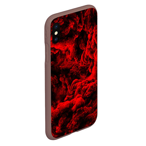 Чехол iPhone XS Max матовый Красный дым Red Smoke Красные облака / 3D-Коричневый – фото 2