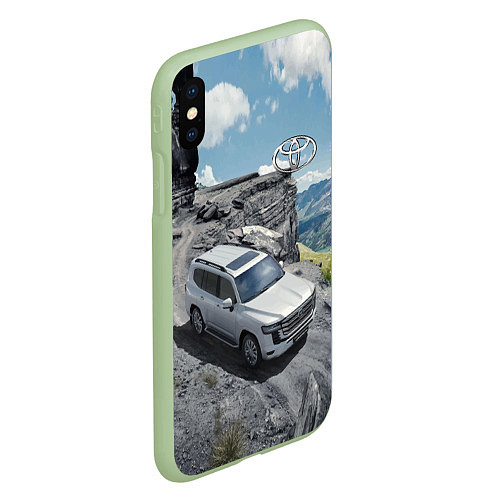 Чехол iPhone XS Max матовый Toyota Land Cruiser 300 Горная дорога / 3D-Салатовый – фото 2