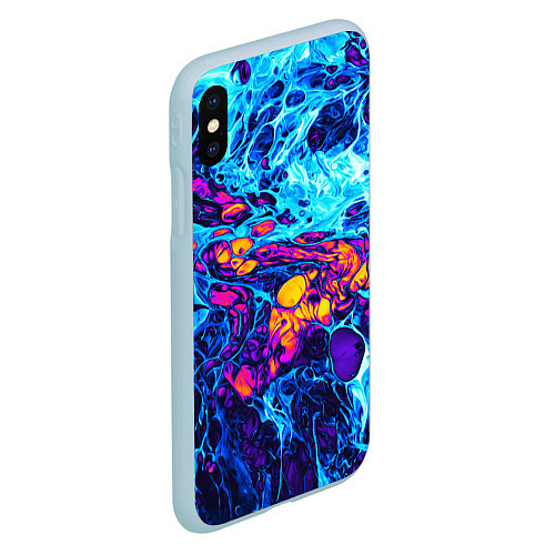 Чехол iPhone XS Max матовый Взрыв Неона Fluid Explosion Неон / 3D-Голубой – фото 2