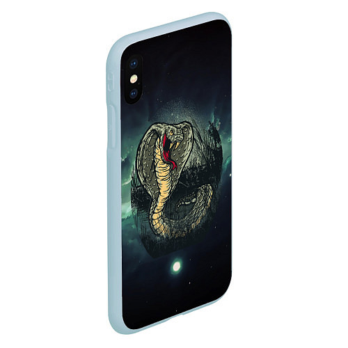 Чехол iPhone XS Max матовый Большая ядовитая змея / 3D-Голубой – фото 2
