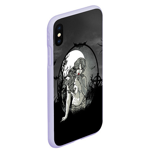 Чехол iPhone XS Max матовый Сексуальная девушка - зомби с чупа-чупсом / 3D-Светло-сиреневый – фото 2