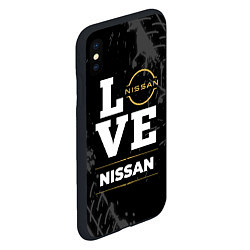 Чехол iPhone XS Max матовый Nissan Love Classic со следами шин на фоне, цвет: 3D-черный — фото 2