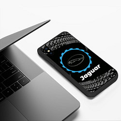 Чехол iPhone XS Max матовый Jaguar в стиле Top Gear со следами шин на фоне, цвет: 3D-черный — фото 2