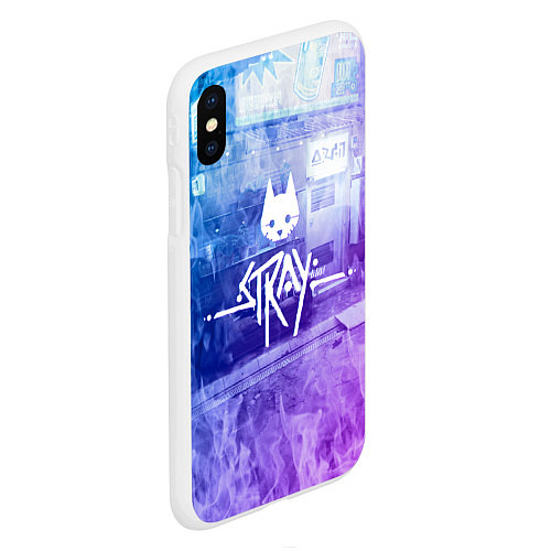 Чехол iPhone XS Max матовый Stray: Neon Logo / 3D-Белый – фото 2