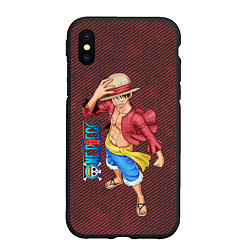 Чехол iPhone XS Max матовый Луффи- One Piece или Большой куш, цвет: 3D-черный