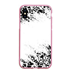 Чехол iPhone XS Max матовый Выцветшие потёртости SKULLS, цвет: 3D-розовый