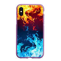 Чехол iPhone XS Max матовый Лед и Пламя Борьба стихий, цвет: 3D-фиолетовый