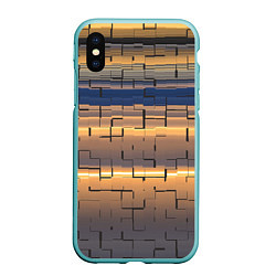 Чехол iPhone XS Max матовый Мозаика цветная colored mosaic, цвет: 3D-мятный