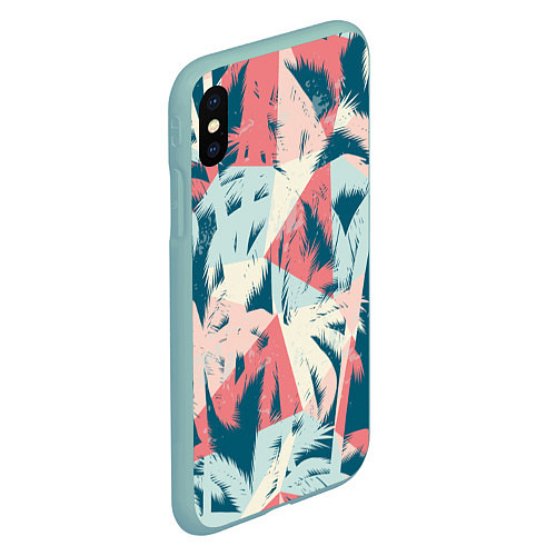 Чехол iPhone XS Max матовый Пальмы Паттерн / 3D-Мятный – фото 2