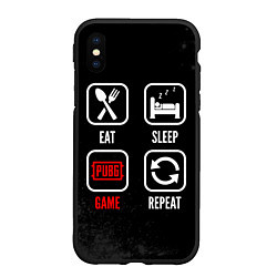 Чехол iPhone XS Max матовый Eat, Sleep, PUBG, Repeat, цвет: 3D-черный
