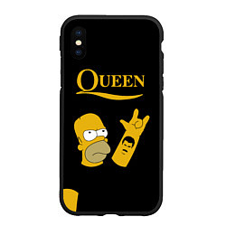 Чехол iPhone XS Max матовый Queen Гомер Симпсон Рокер, цвет: 3D-черный